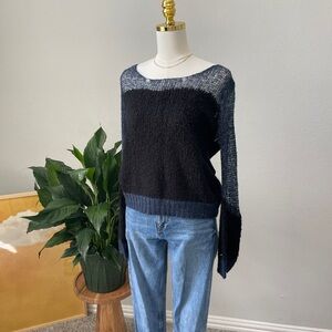 Anthropologie Black and Gray Crew Neck Sweater
